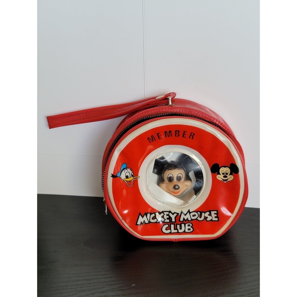 Vintage Mickey Mouse Club Member Case Round Coin Purse Novelty Bag
